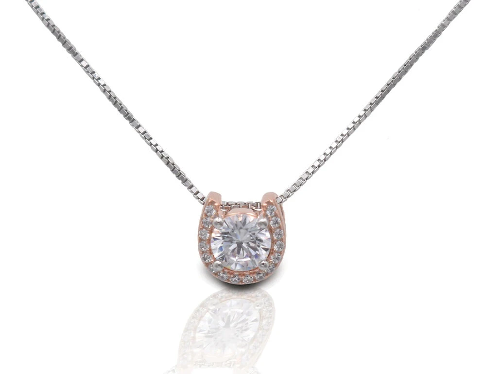 KELLY HERD Sterling Silver Rose Gold Plated Horseshoe Necklace
