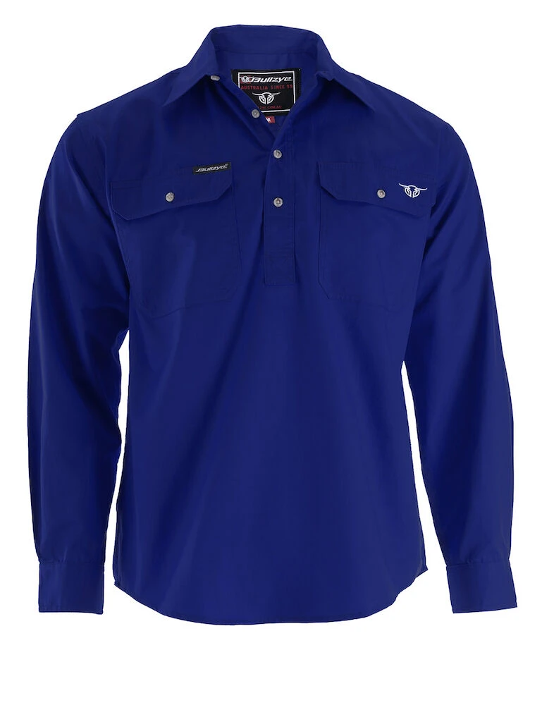 BULLZYE Mens Lightweight Half Placket Work Shirt