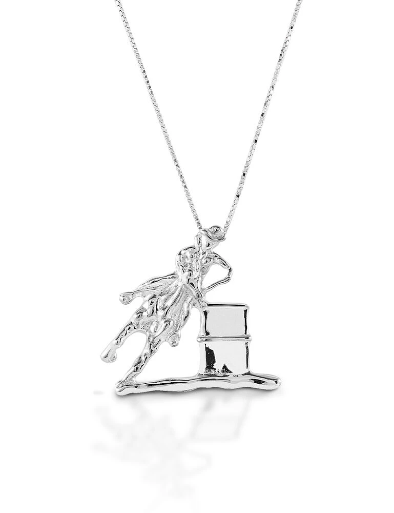 KELLY HERD Sterling Silver Large Barrel Racing Pendant Necklace