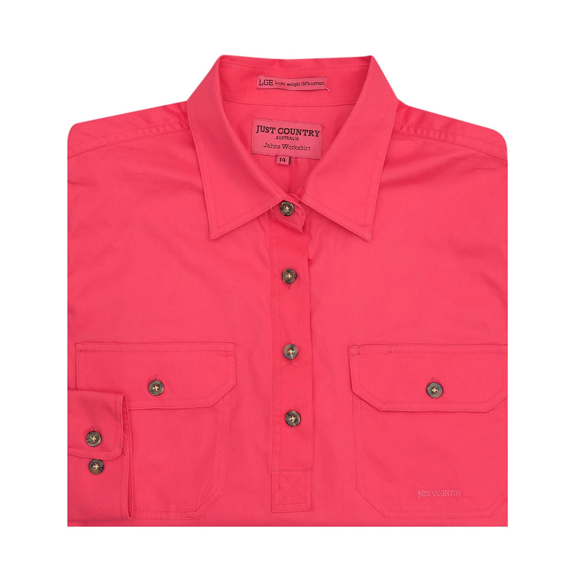 JUST COUNTRY Womens Jahna 1/2 Button Long Sleeve Workshirt