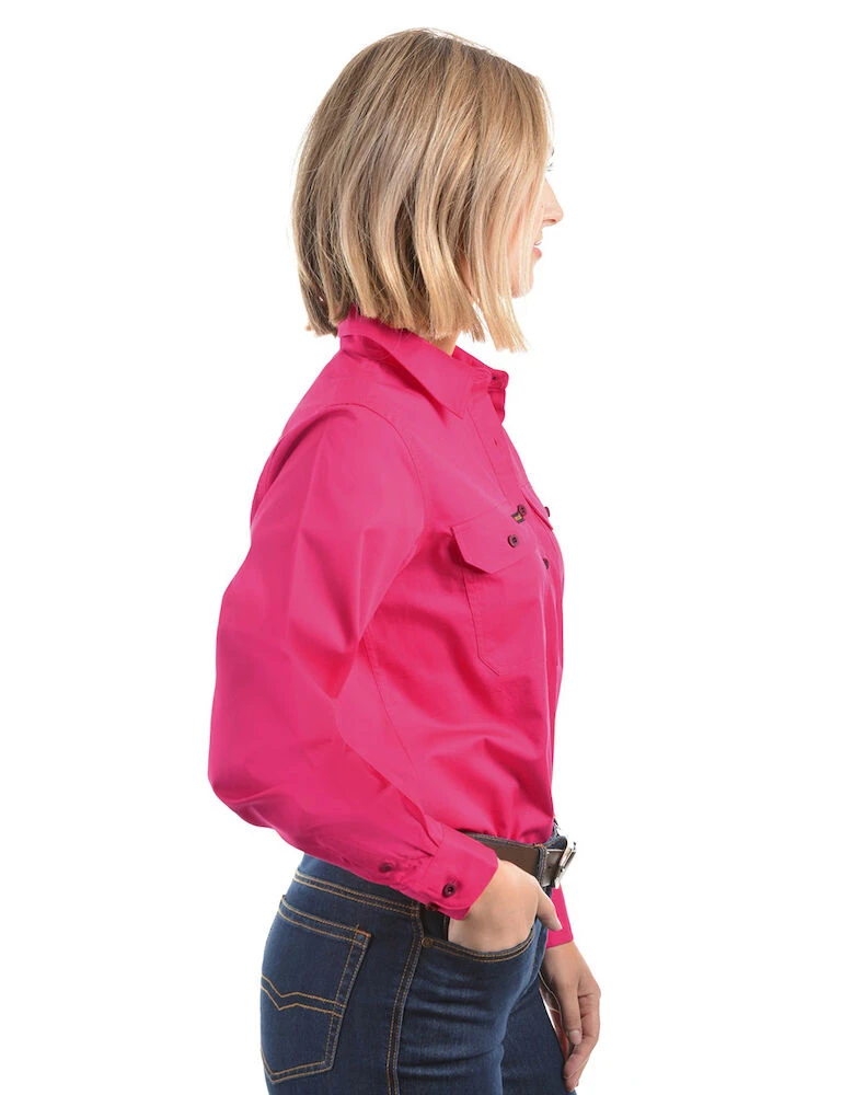 HARD SLOG Womens Half Placket Light Cotton Shirt