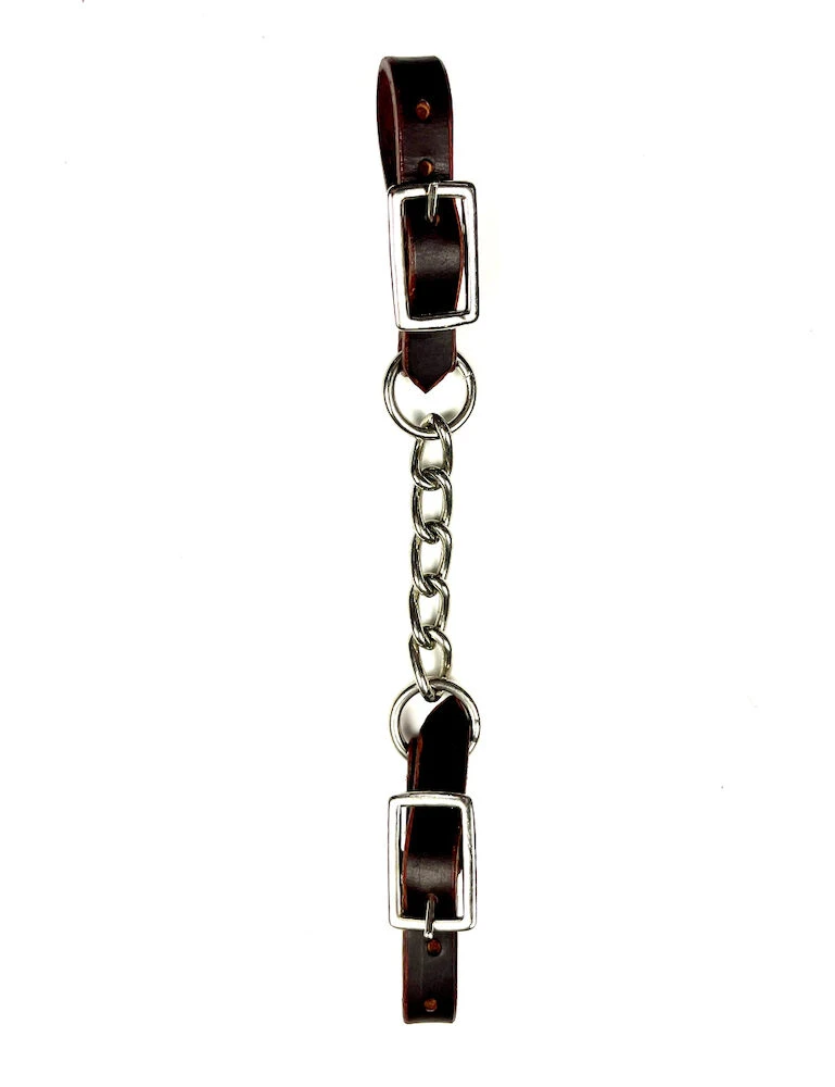 EZYRIDE Ezy Ride Single Chain Chocolate Leather Ends Curb Strap