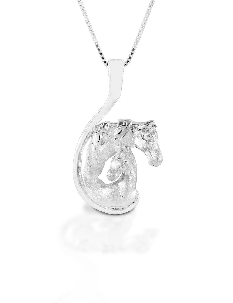 KELLY HERD Sterling Silver Mare And Foal Head Necklace