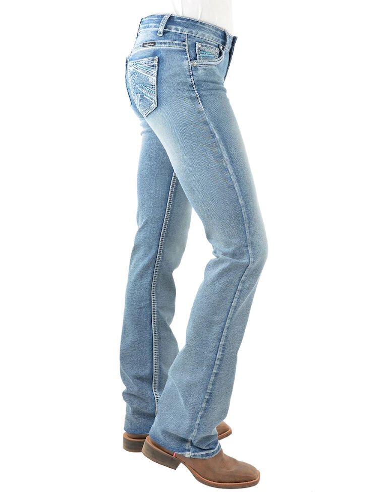 PURE WESTERN Womens Criss Cross Relax Rider Jeans - 36 Leg