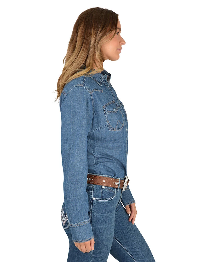 WRANGLER  Womens Jay Denim Western Long Sleeve Shirt