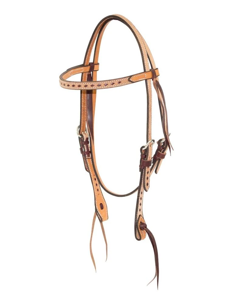 COWBOY TACK Roughout Buckstitched Browband Headstall