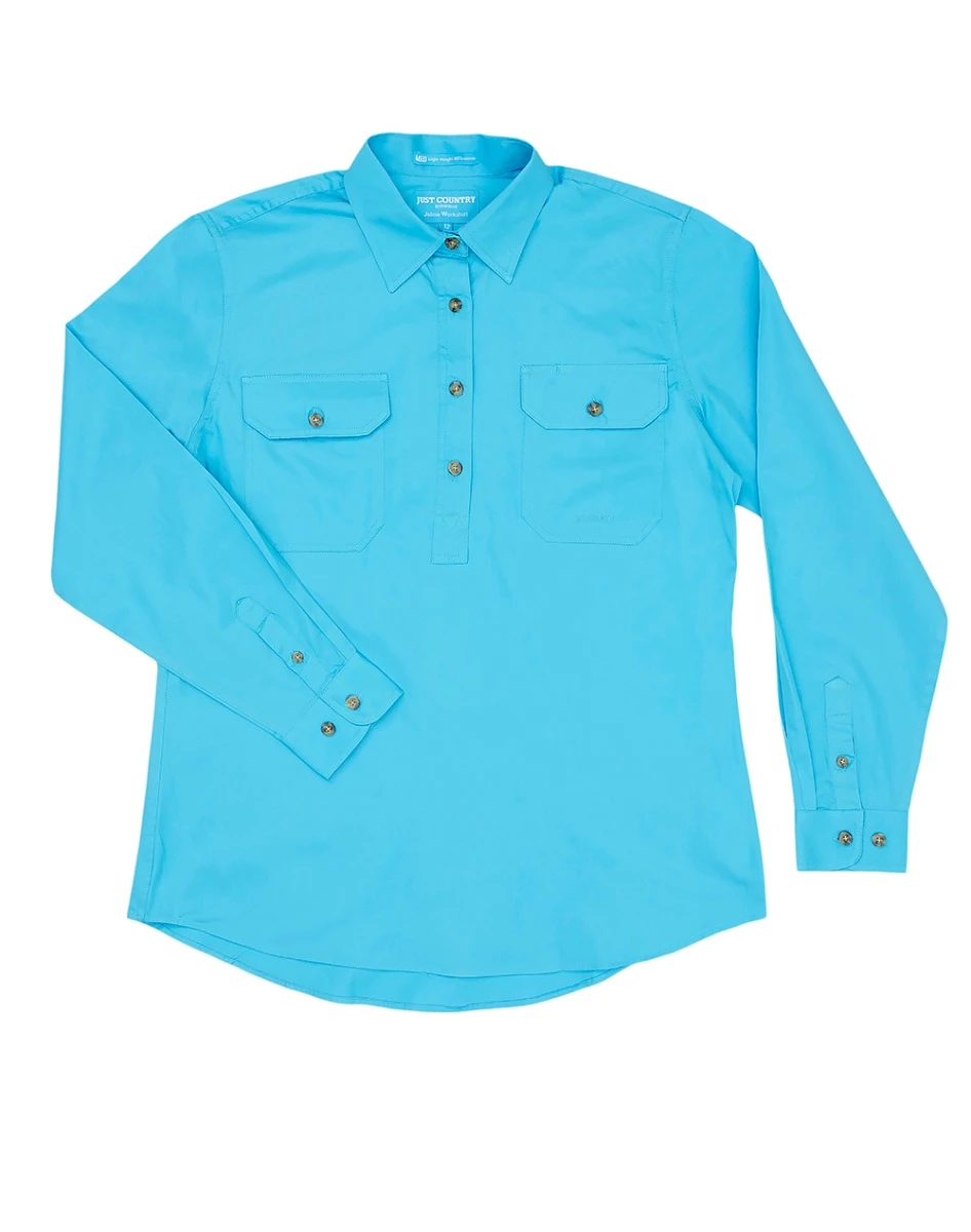 JUST COUNTRY Womens Jahna 1/2 Button Long Sleeve Workshirt