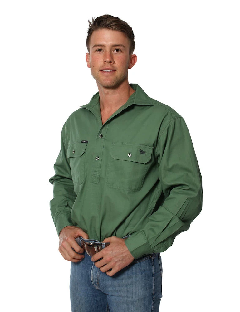 RINGERS WESTERN King River Mens Half Button Work Shirt