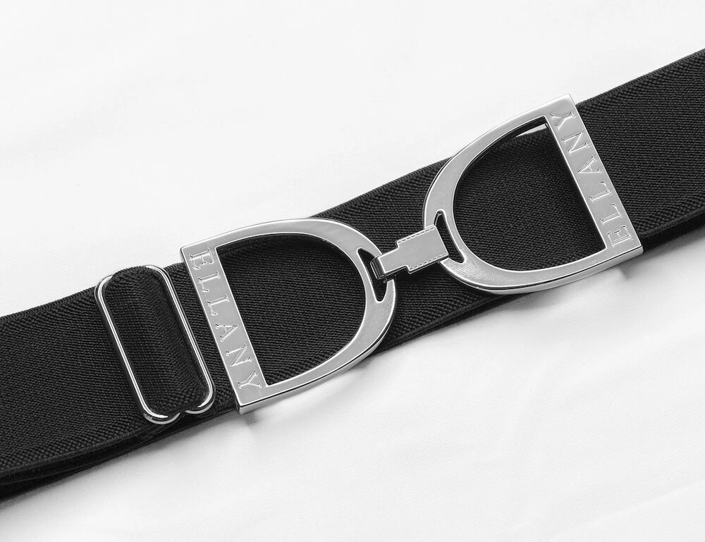 ELLANY Black 1.5" Silver Stirrup Elastic Belt