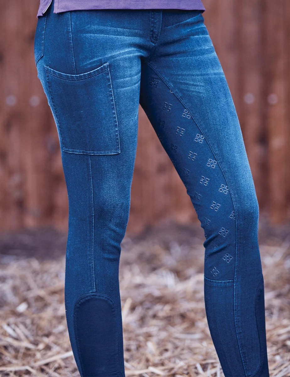 DUBLIN Shona Full Grip Silicone Print Denim Breeches