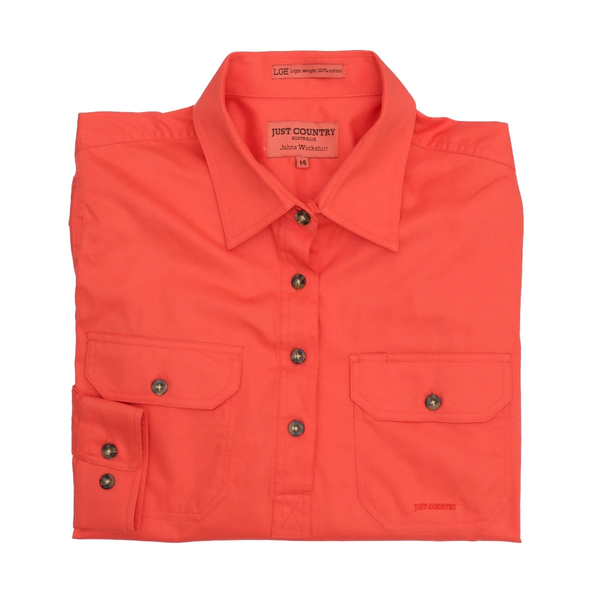 JUST COUNTRY Womens Jahna 1/2 Button Long Sleeve Workshirt