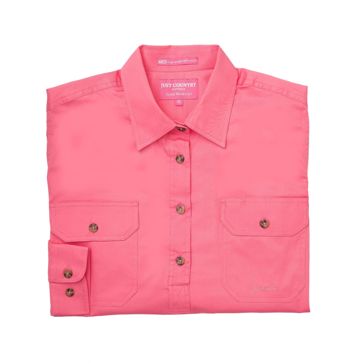 JUST COUNTRY Womens Jahna 1/2 Button Long Sleeve Workshirt