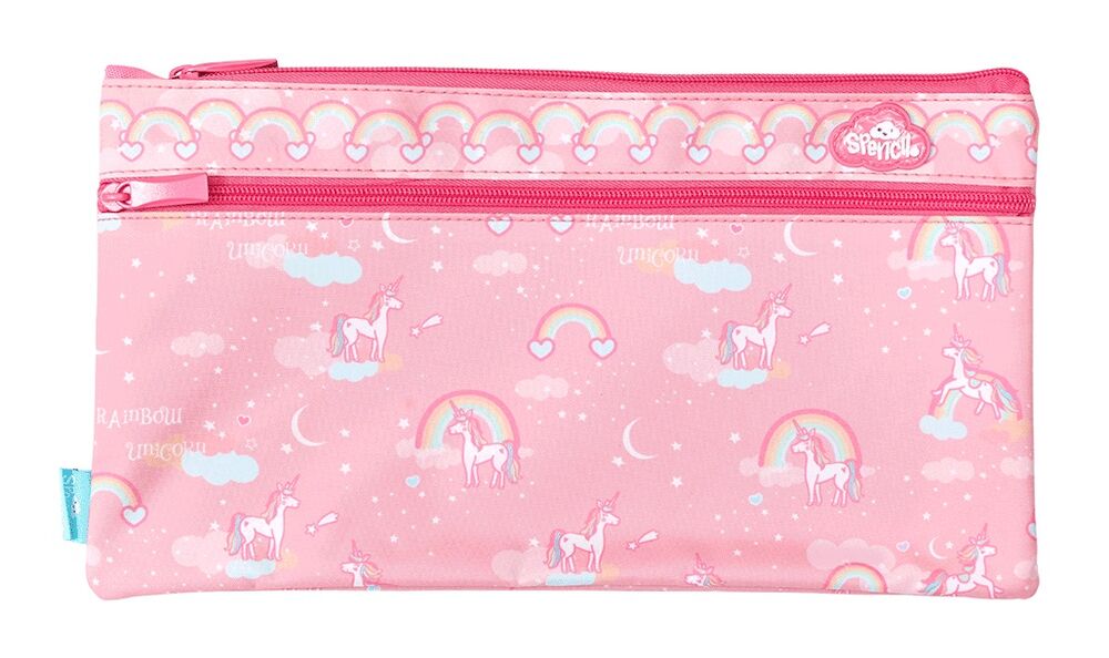 SPENCIL Rainbow Unicorn 2-Zip Rectangle Pencil Case