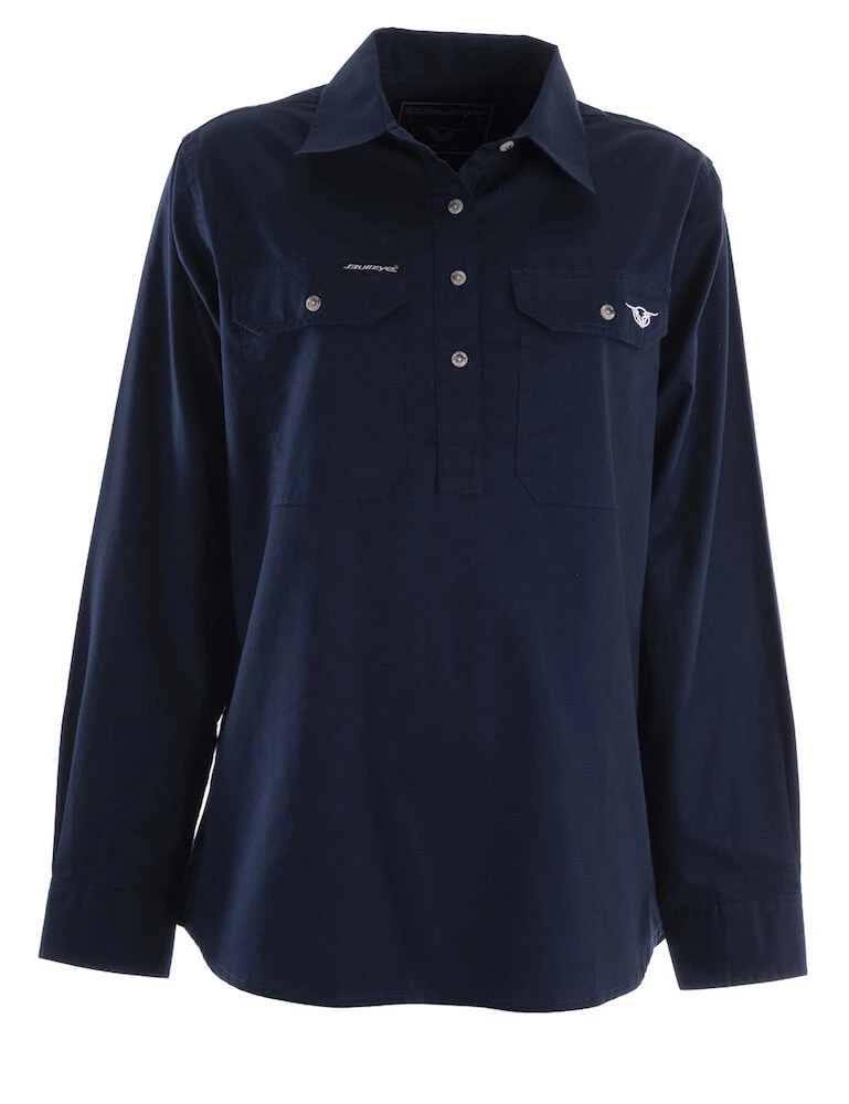 BULLZYE Womens Lightweight Half Placket Work Shirt