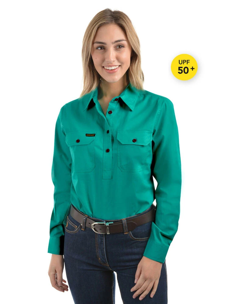HARD SLOG Womens Half Placket Light Cotton Shirt