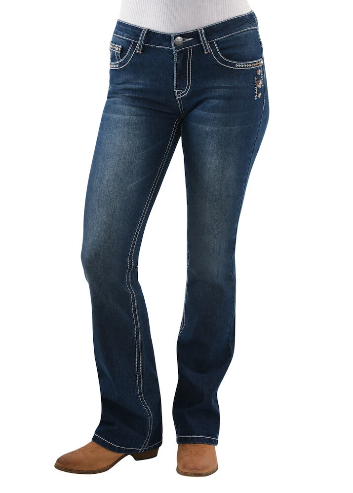 PURE WESTERN Womens Lola Boot Cut Jean 34 Leg