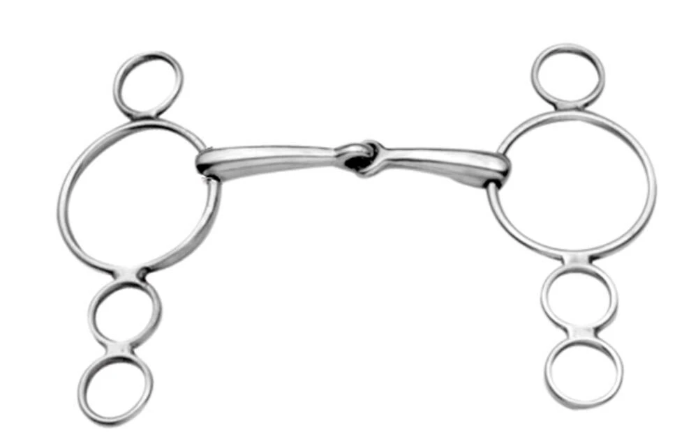 KORSTEEL Stainless Steel Jointed 3 Ring Dutch Gag Bit