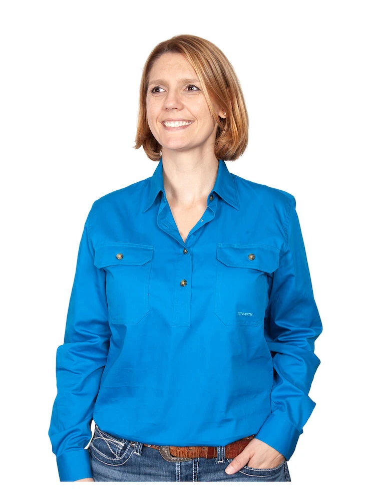 JUST COUNTRY Womens Jahna 1/2 Button Long Sleeve Workshirt