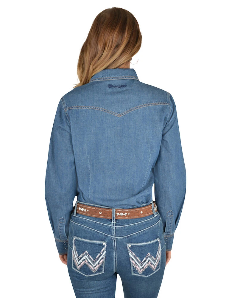 WRANGLER  Womens Jay Denim Western Long Sleeve Shirt