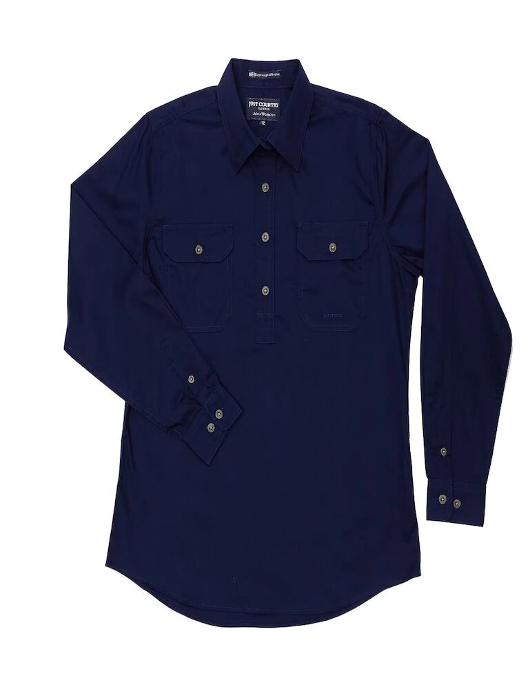 JUST COUNTRY Womens Jahna 1/2 Button Long Sleeve Workshirt