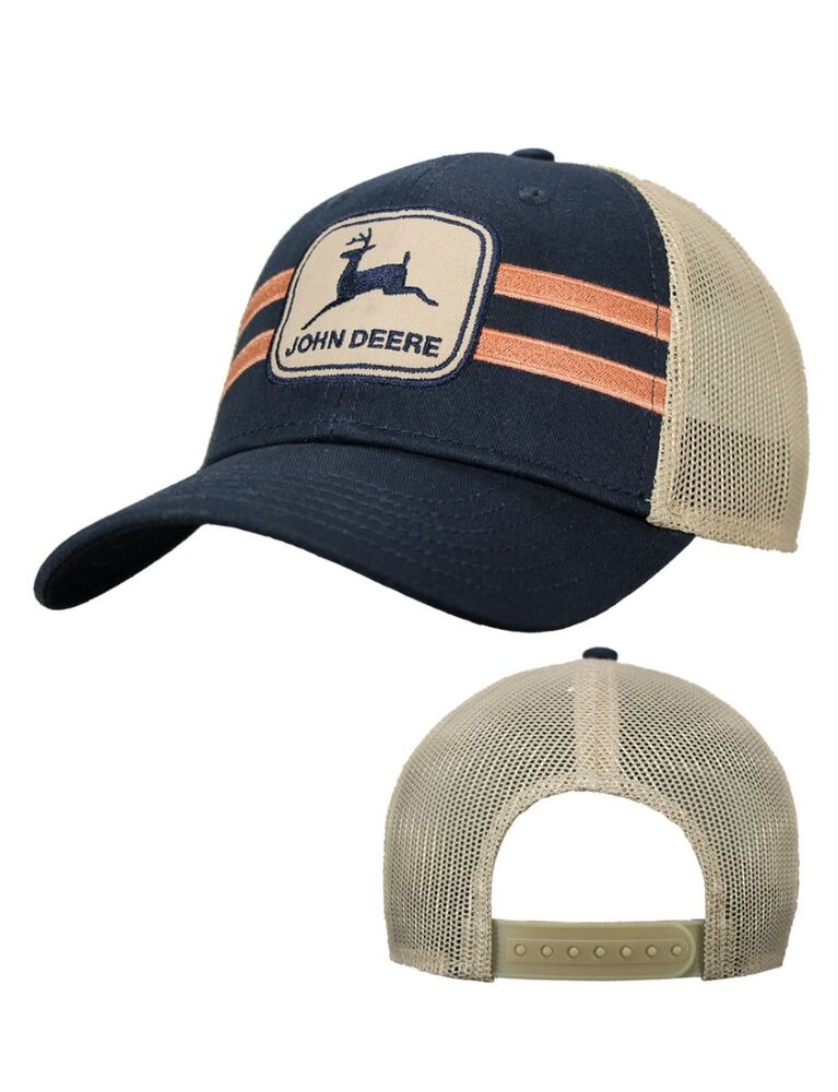 JOHN DEERE Vintage Logo Trucker Mesh Racing Stripe Cap