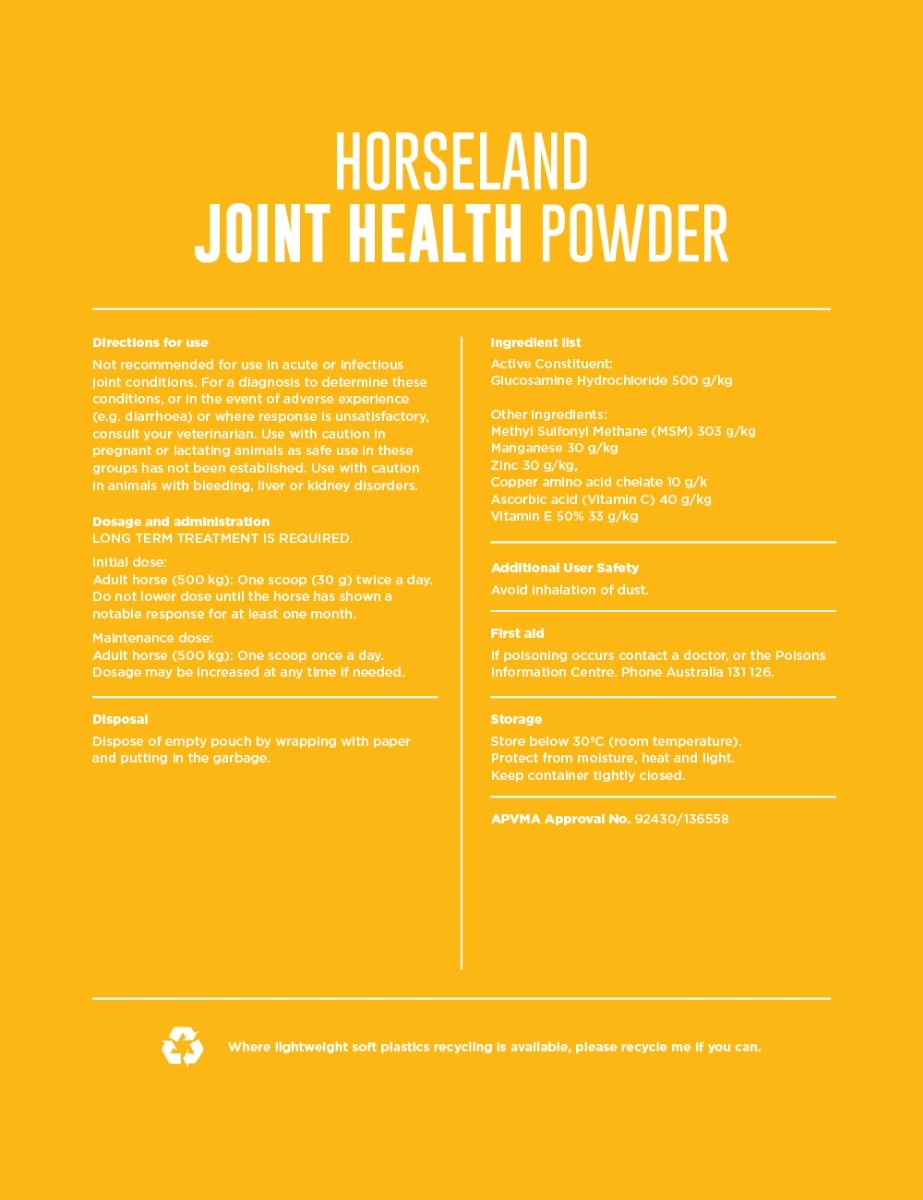 HORSELAND Joint Health Powder For Horses - 3KG