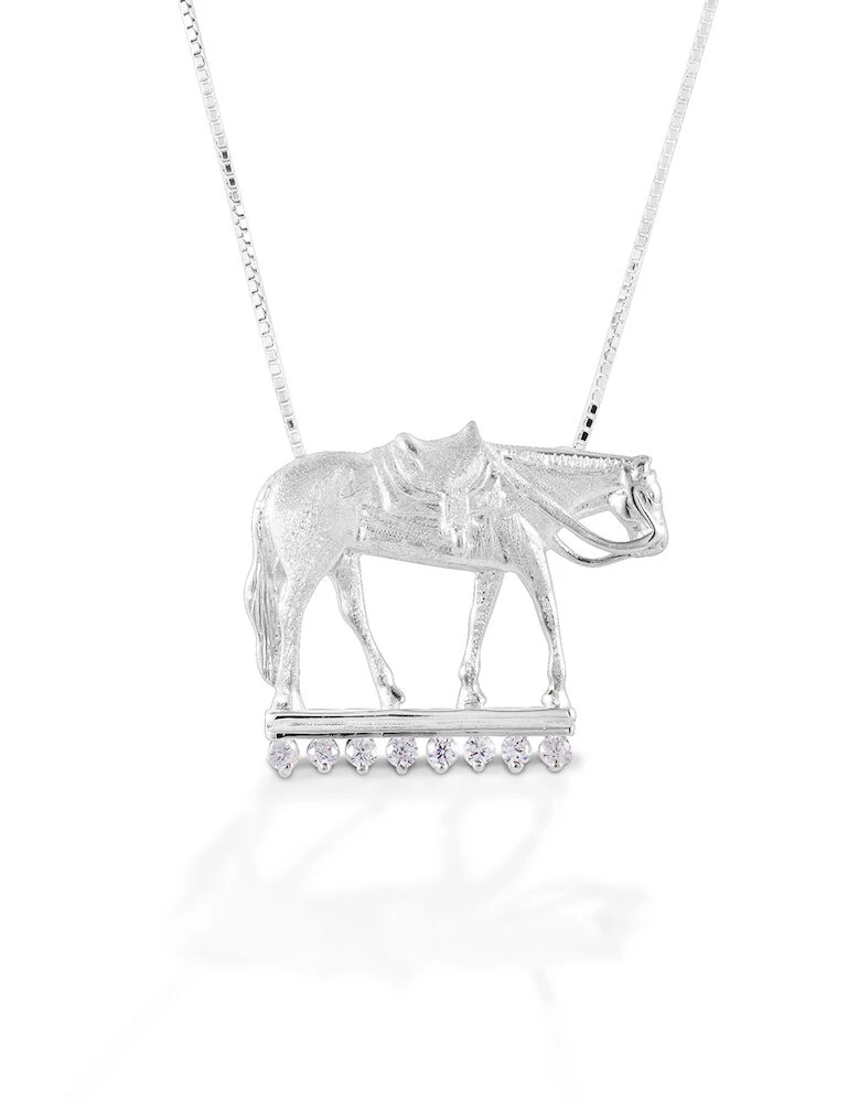 KELLY HERD Sterling Silver Large Western Pleasure Horse Necklace