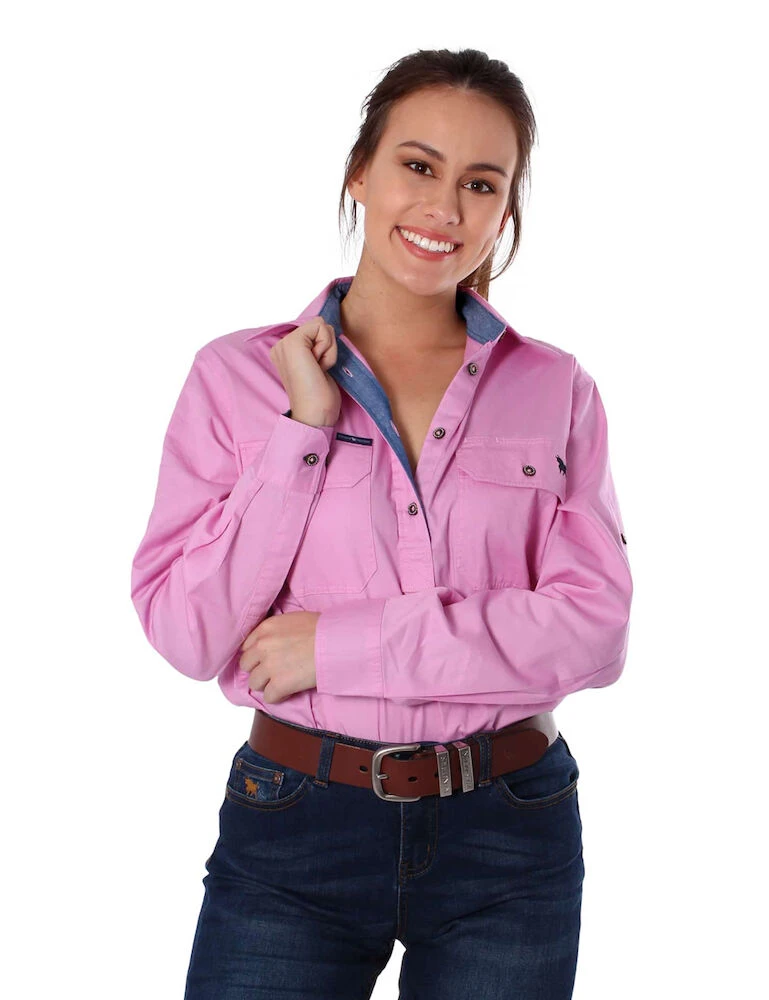 RINGERS WESTERN Pentecost River Womens Half Button Work Shirt