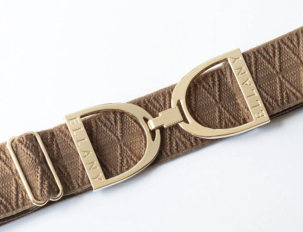 ELLANY Caramel Dante 1.5" Gold Stirrup Elastic Belt