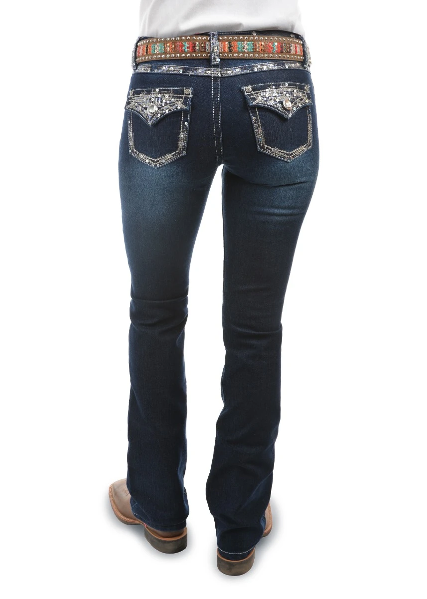 PURE WESTERN Womens Taylor Boot Cut Jean 34 Leg