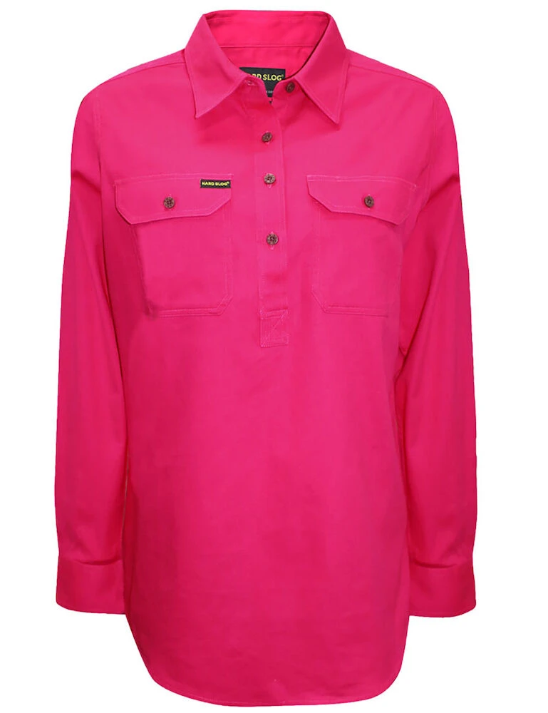 HARD SLOG Womens Half Placket Light Cotton Shirt