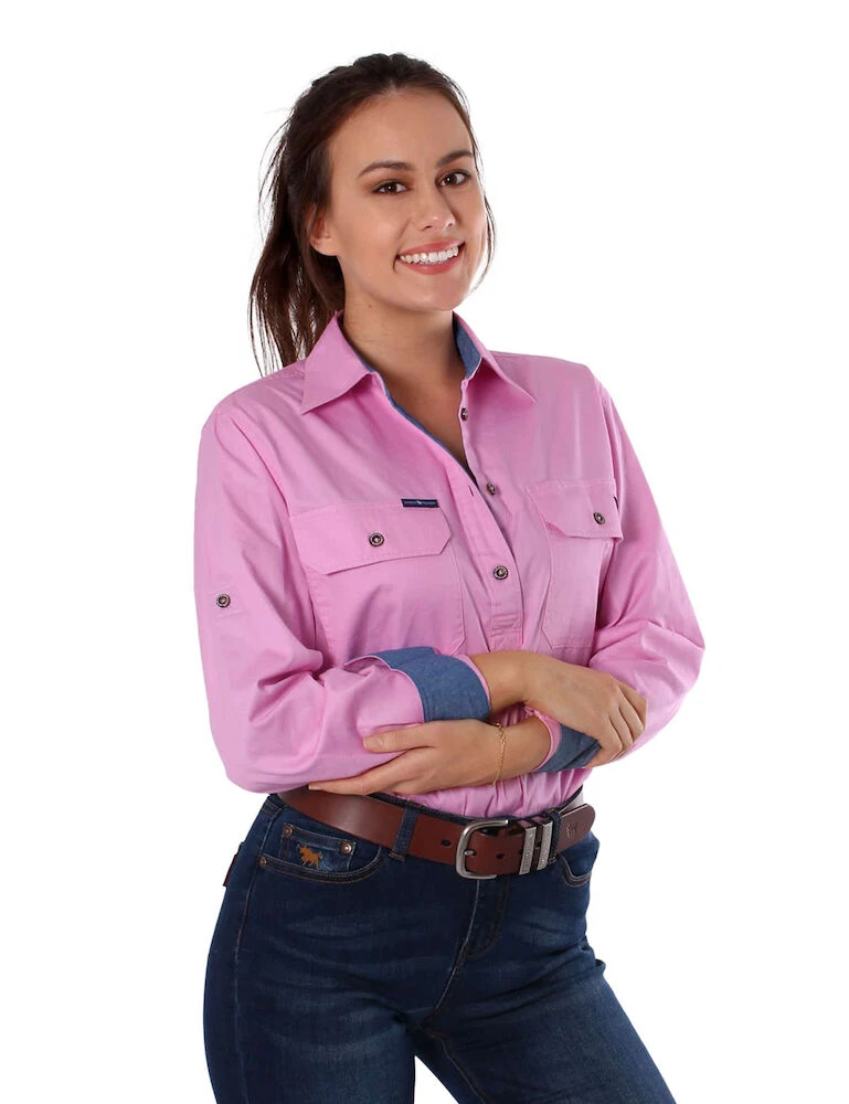RINGERS WESTERN Pentecost River Womens Half Button Work Shirt