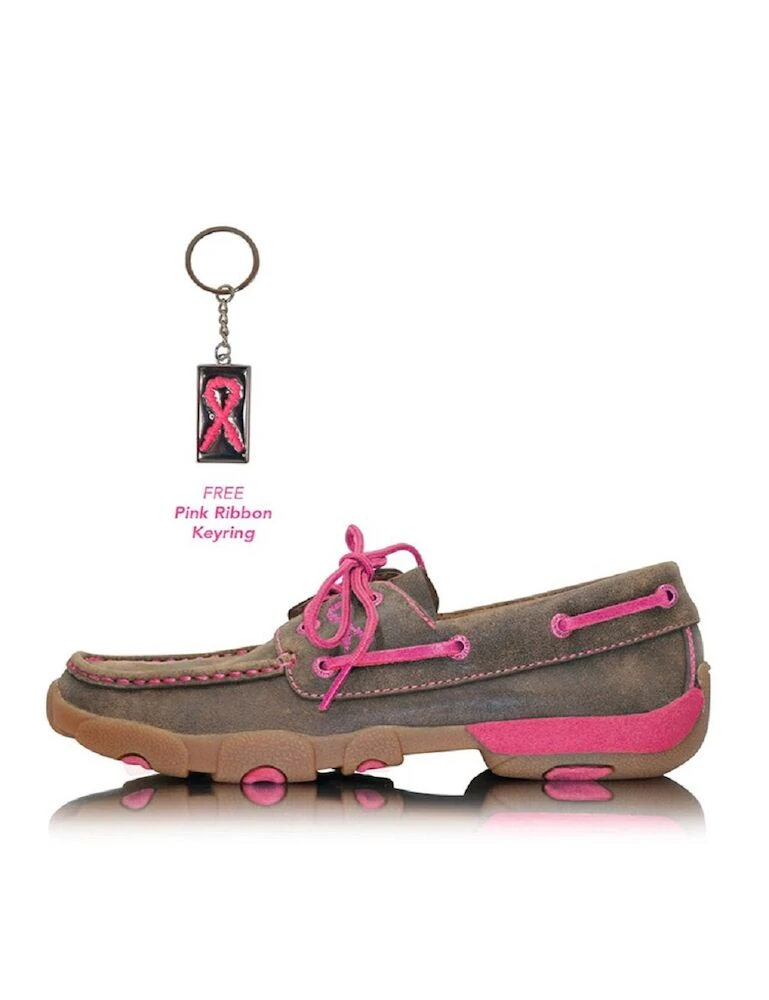 TWISTED X Womens Pink Ribbon Mocs Lace Up Shoes