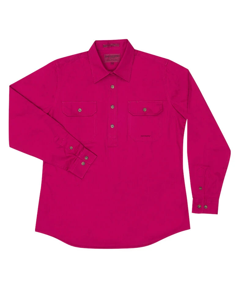 JUST COUNTRY Womens Jahna 1/2 Button Long Sleeve Workshirt