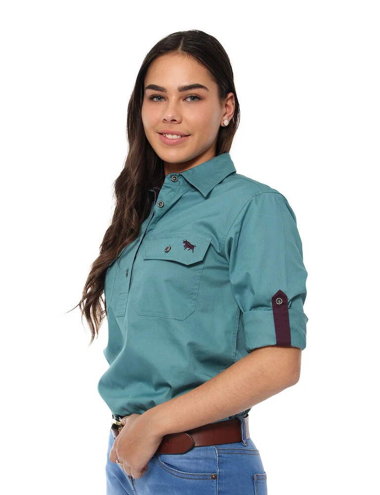 RINGERS WESTERN Pentecost River Womens Half Button Work Shirt