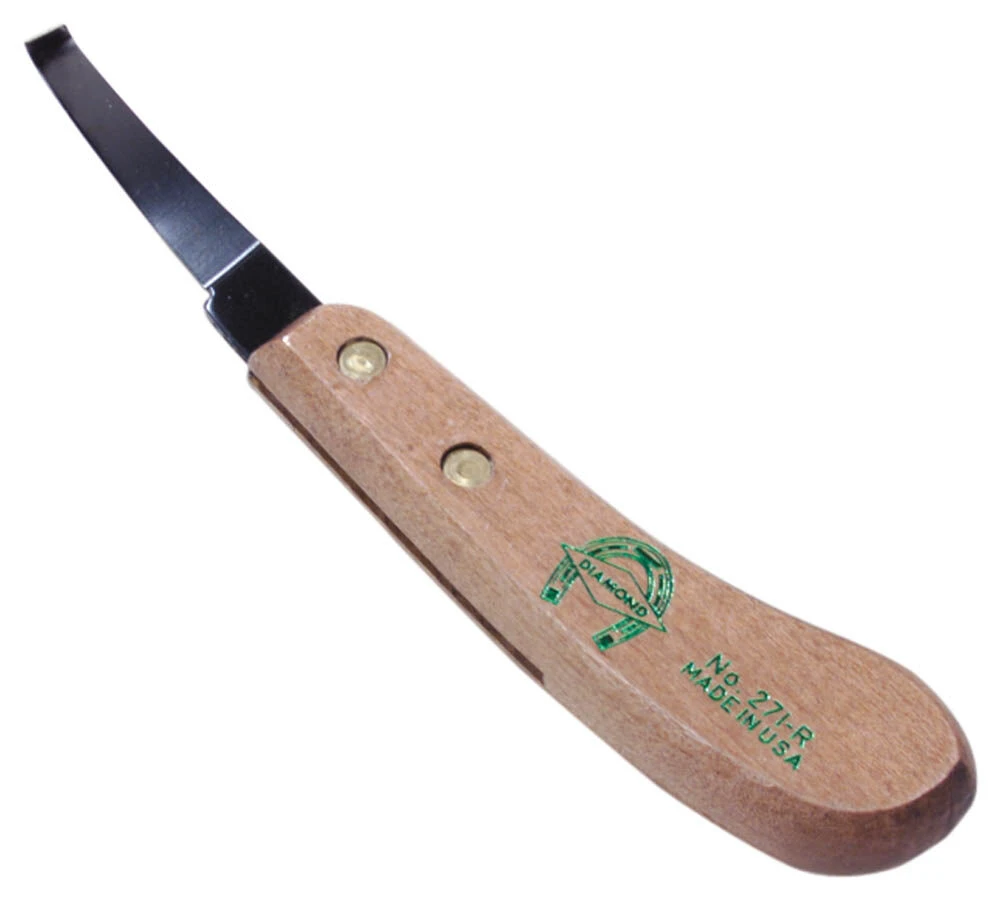 ROMA Double Edged Hoof Knife With Wooden Handle