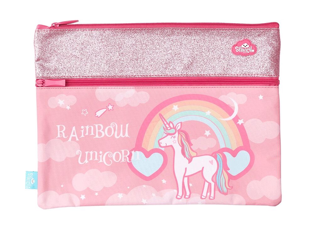 SPENCIL Rainbow Unicorn 2-Zip A4 Pencil Case