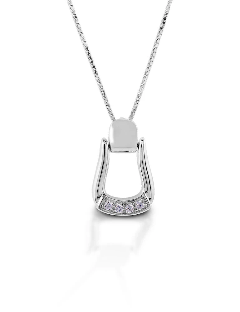 KELLY HERD Sterling Silver Small Stone Base Oxbow Stirrup Necklace