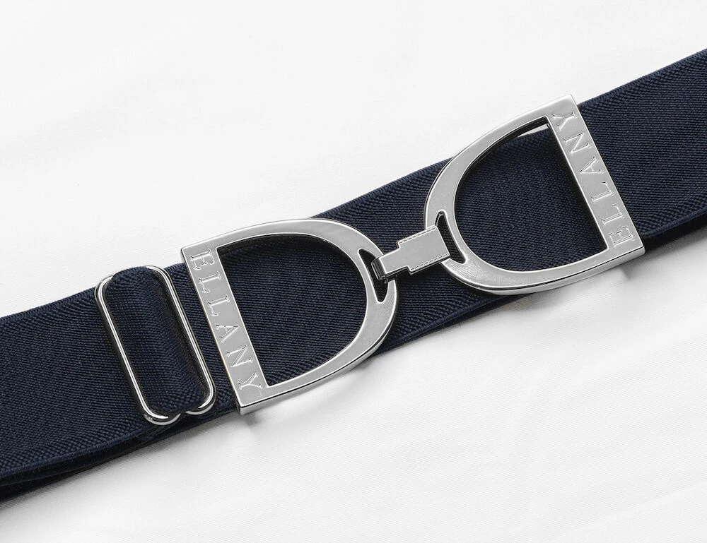 ELLANY Navy 1.5" Silver Stirrup Elastic Belt
