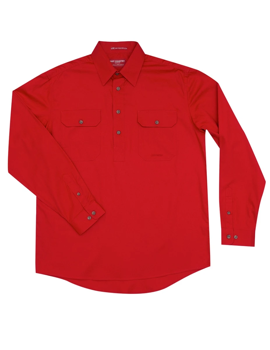 JUST COUNTRY Mens Cameron 1/2 Button Long Sleeve Workshirt