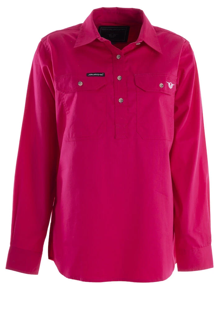 BULLZYE Womens Lightweight Half Placket Work Shirt