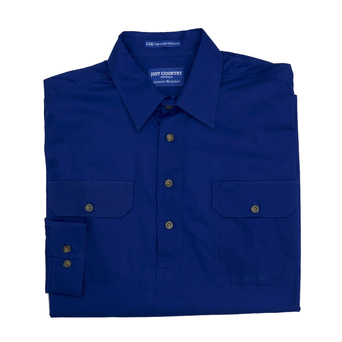 JUST COUNTRY Mens Cameron 1/2 Button Long Sleeve Workshirt