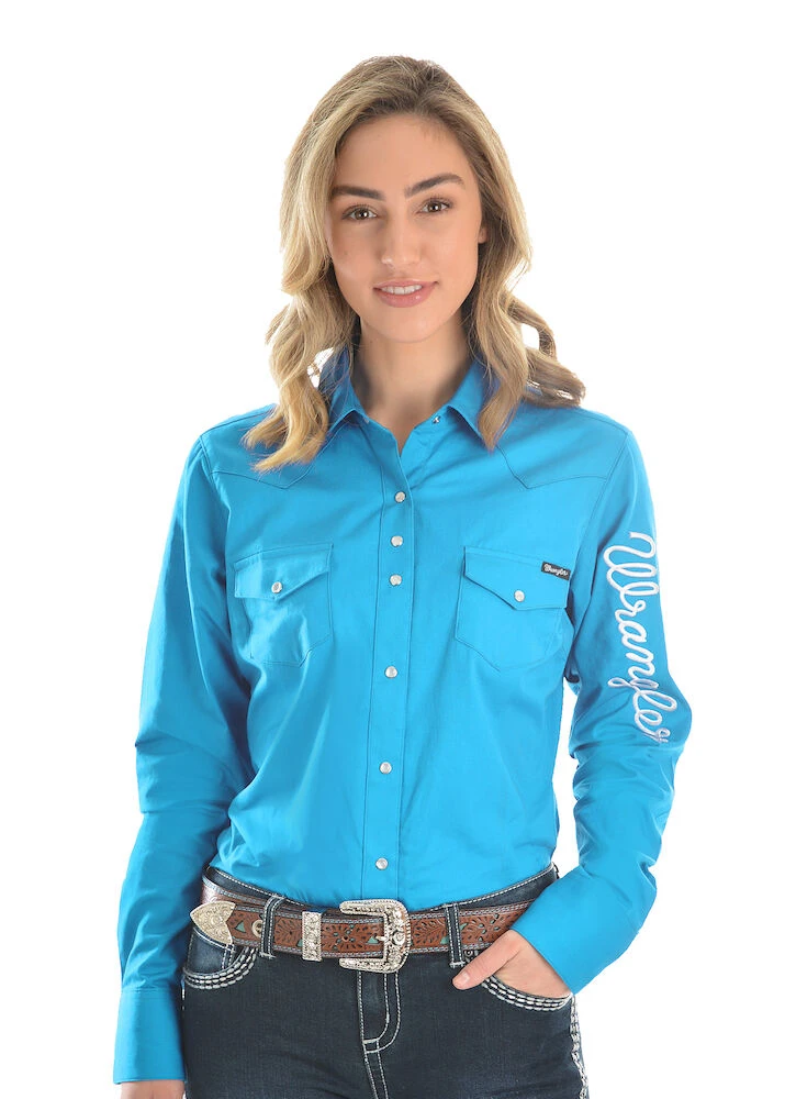 WRANGLER Womens Logo Long Sleeve Drill Shirt