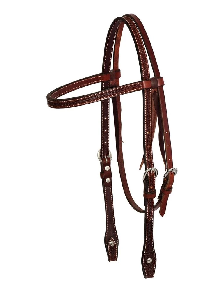 COWBOY TACK Rosewood Spider Stamp Browband Headstall
