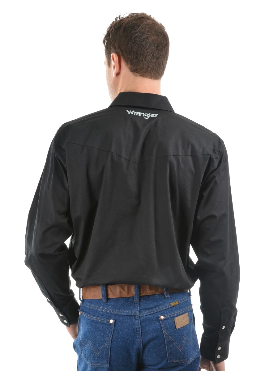 WRANGLER Mens Logo Rodeo Long Sleeve Drill Shirt