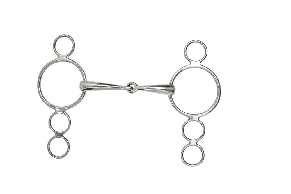 JP KORSTEEL Stainless Steel Jointed 3 Ring Dutch Gag Bit-Duk