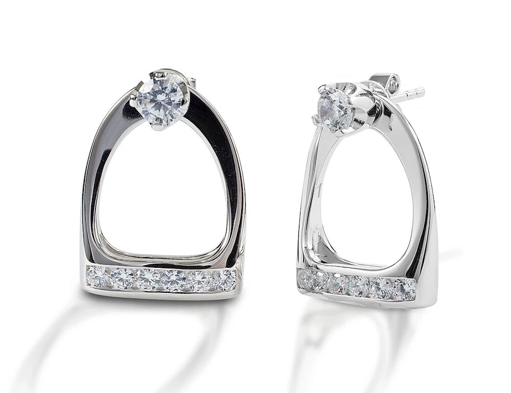 KELLY HERD Sterling Silver Large English Stirrup Stud Earrings