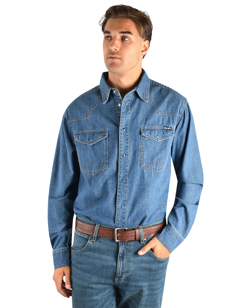 WRANGLER Mens Jay Denim Long Sleeve Shirt