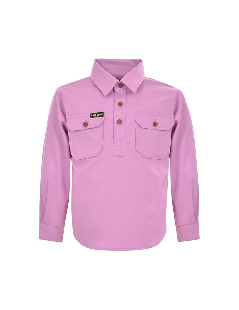HARD SLOG Kids Print Half Placket L/S Shirt