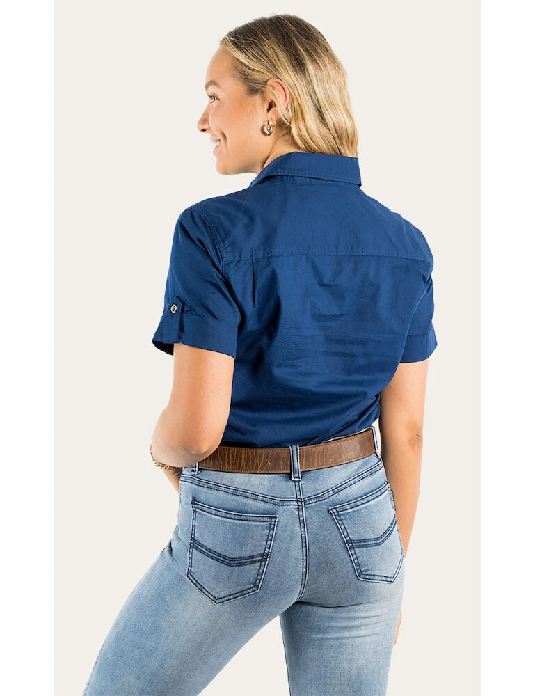 RINGERS WESTERN Jules Womens Half Button Short Sleeve Work Shirt